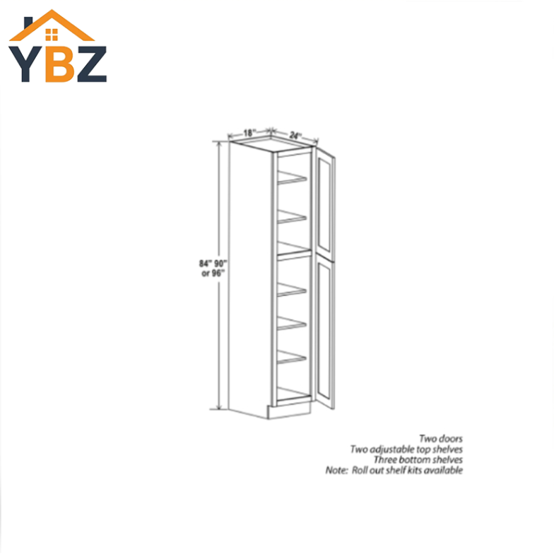 White Shaker18″24″30″W Two Double Door Utility Pantry Cabinet