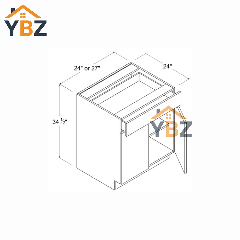 Frameless Gloss Gray Base Cabinet Double Door and Double Drawer/Single Drawer