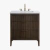 Fluted Walnut Vanity Cabinet with Marble Countertop