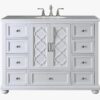 Freestanding White Single Sink Vanity with Decorative Cutout Cabinet Doors