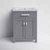 1 Compact Grey Shaker Single Sink Vanity Cabinet for Guest Bathrooms