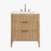 1 Coastal Fluted Oak Bathroom Vanity with Marble Top