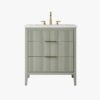 1 Soft Sage Reeded Bathroom Vanity with Brushed Gold Hardware