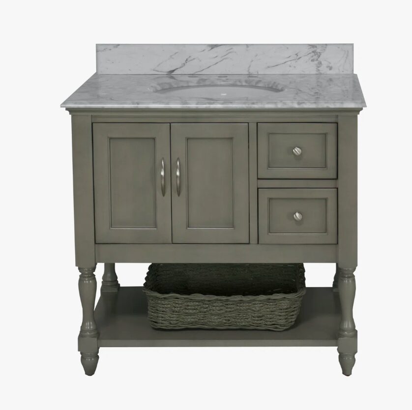 Gray Traditional Bathroom Vanity Cabinet for Guest & Master Bathrooms