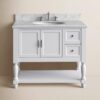 1 36" Classic White Shaker Bathroom Vanity with Natural Marble Countertop