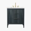 Contemporary Dark Blue Fluted Vanity with Undermount Sink