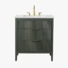 Farmhouse Dark Olive Fluted Vanity for Small Bathroom