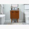 24" Narrow Mid Century Modern Wood Vanity for Powder Room & Guest Bath