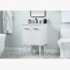 1 24 Inch White Mid-Century Single Sink Bathroom Vanity with White Quartz Top