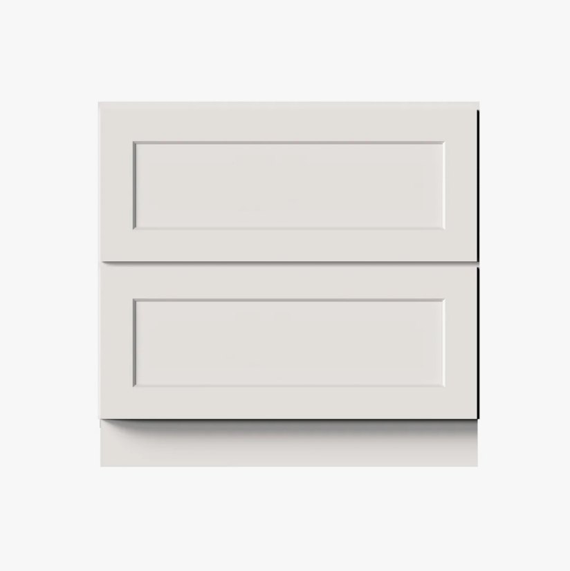 1 Soft Close Two Drawer Shaker Kitchen Storage Base Cabinet, Off White