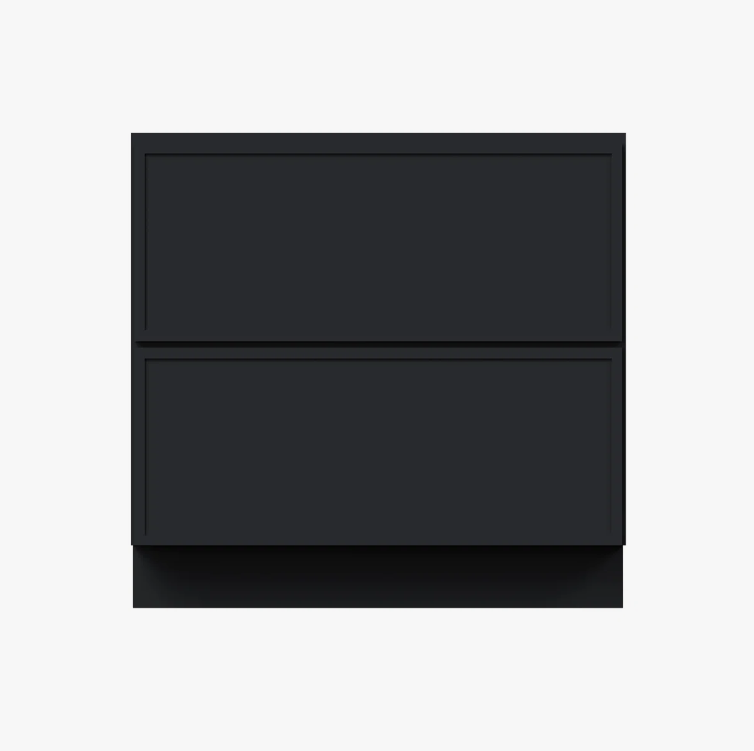 1 36" Matte Black Shaker Double Drawer Face Frame Kitchen Base Cabinet