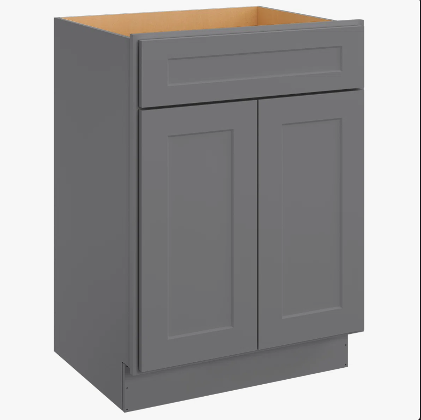 36" Gray Shaker Bathroom Vanity Base Cabinet