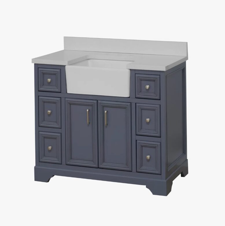 1 Transitional Farmhouse Blue Vanity Cabinet for Cottage & Traditional Master Bathroom Remodel