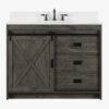 1 Farmhouse Rustic Gray Vanity with Cross Barn Door for Country & Industrial Bathroom Remodel