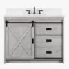 1 Light Gray Farmhouse Vanity with Cross Barn Door for Coastal, Modern Farm & Industrial Bath Remodel
