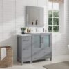 1 Freestanding Gray Vanity Combo with 5 Soft Close Drawers & Brushed Nickel Pull Handles
