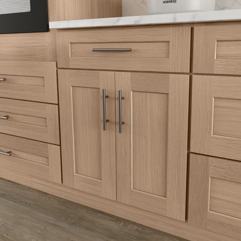 1 Freestanding Wood Grain Shaker Kitchen Base Cabinet, Moisture Resistant Storage Cabinet