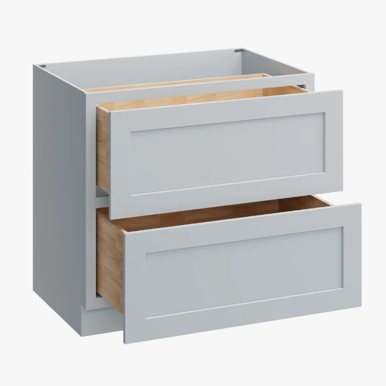 Modern Light Gray Double Drawer Shaker Base Cabinet for Kitchen Remodel & Custom Countertops