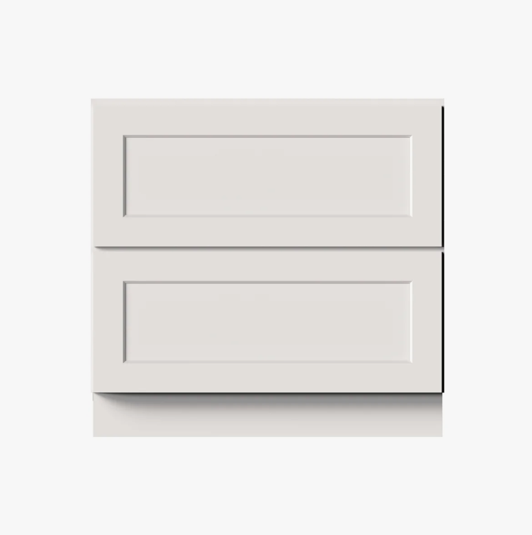 Modern Soft White Double Drawer Shaker Base Cabinet for Custom Countertop Kitchen Remodel