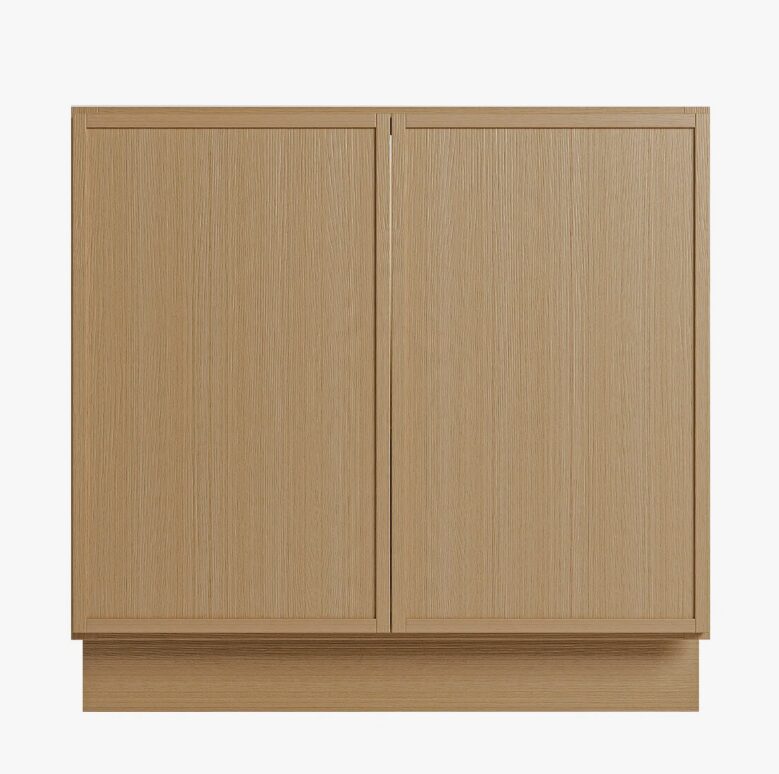 Freestanding Wood Grain Slab Kitchen Base Cabinet, Moisture Resistant Plywood Storage Cabinet