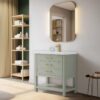 1 Minimalist Light Sage All-in-One Bathroom Vanity with Integrated Ceramic Sink