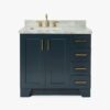 1 Luxury Navy All-in-One Bathroom Vanity with Carrara Marble Countertop