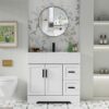 Modern White Bathroom Vanity with Soft Close Drawers & Doors