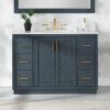 Modern Navy Wood Bathroom Vanity with Gold Hardware
