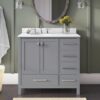 1 Transitional Single Sink Gray Shaker Bathroom Vanity Cabinet