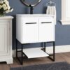 1 Compact White Bathroom Vanity with Double Storage Doors for Powder Room