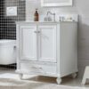 Transitional Single Sink White Shaker Bathroom Vanity Cabinet