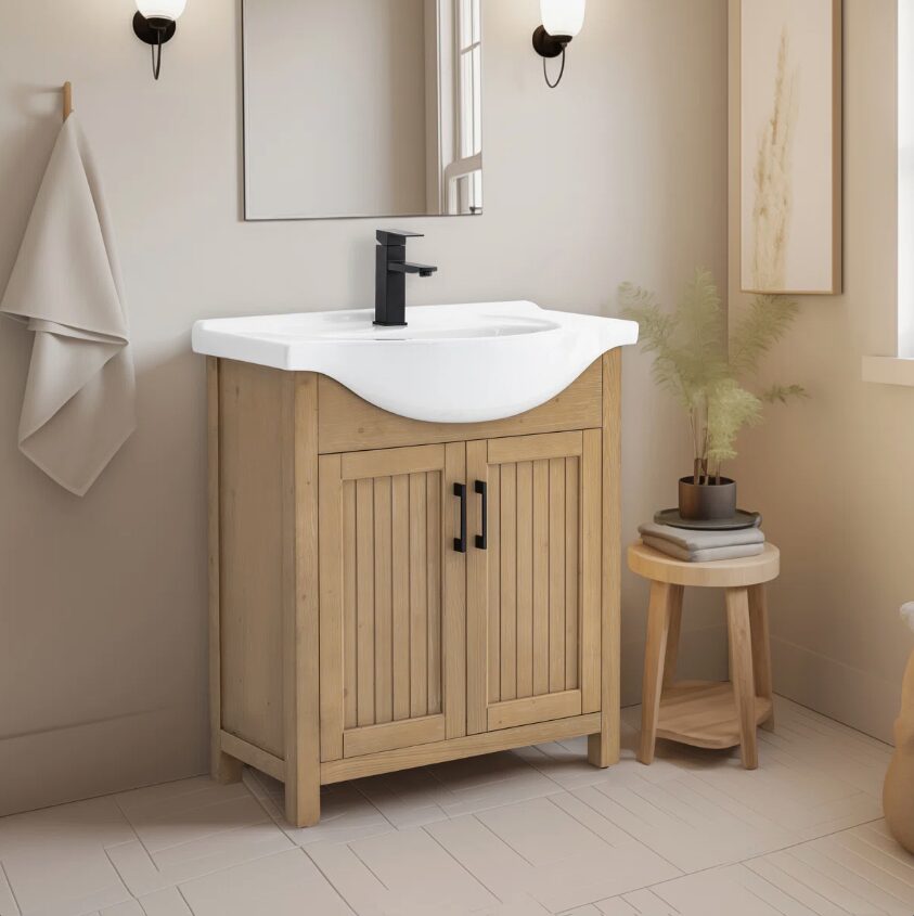 1 Farmhouse Beadboard Single Sink Bathroom Vanity Cabinet