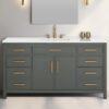 60" Muted Green Wood Single Vanity for Contemporary & Farmhouse Master Bath Remodel
