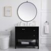 10 Farmhouse Black Shaker Single Sink Vanity Cabinet with Bottom Storage Shelf