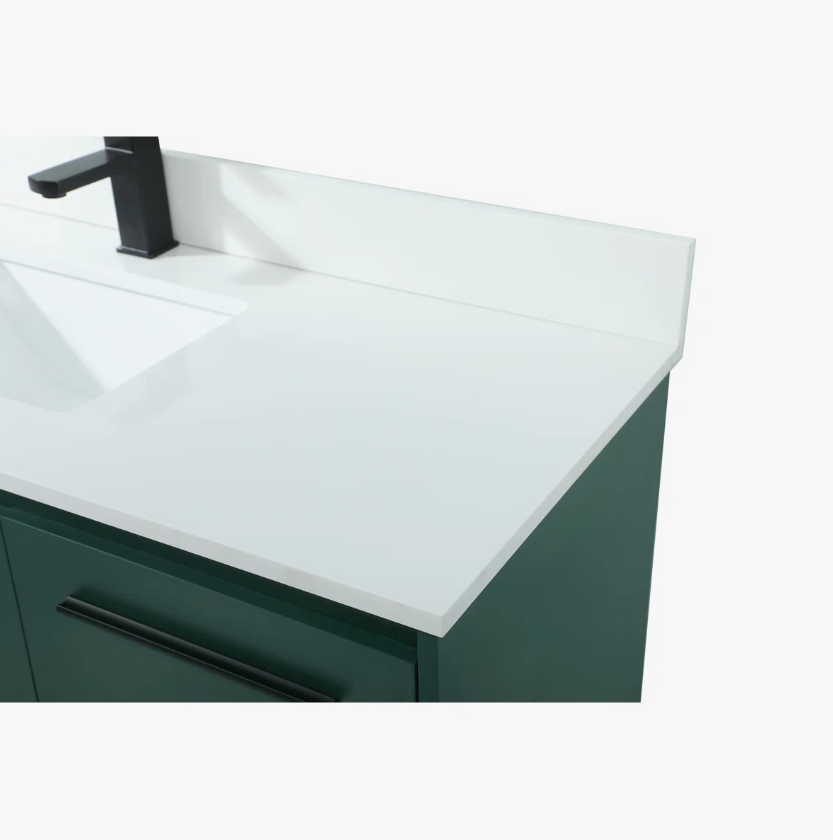 10 Emerald Green 3-Door Single Sink Vanity Cabinet with Matte Black Metal Frame