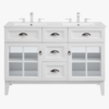 10 Traditional White Double Vanity with Integrated White Solid Surface Countertop