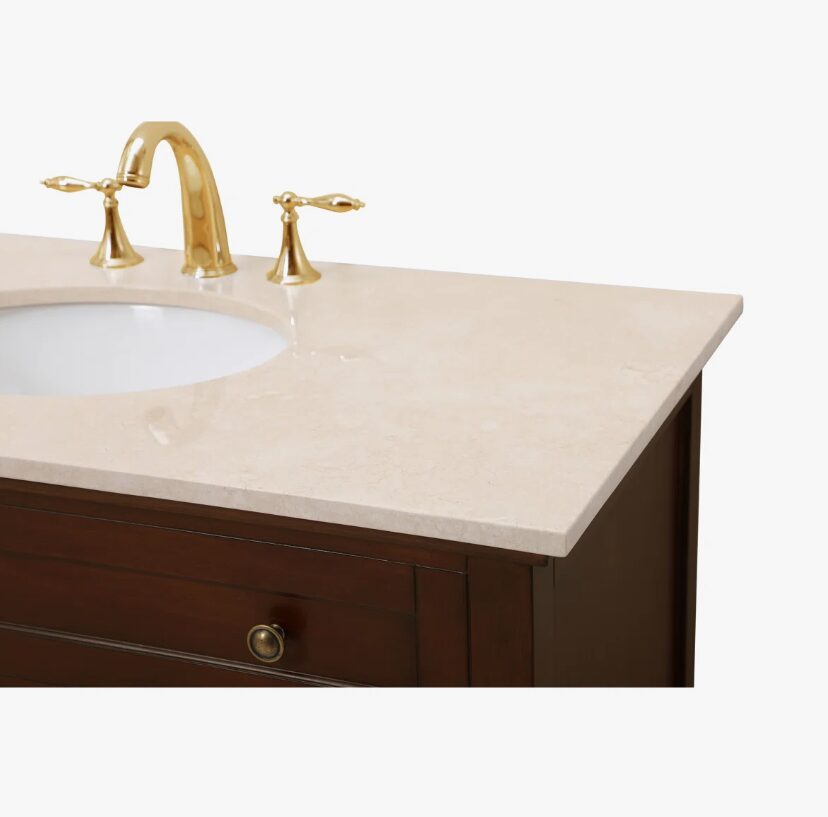 10 42" Classic Espresso Wood Bathroom Vanity with Natural Stone Countertop