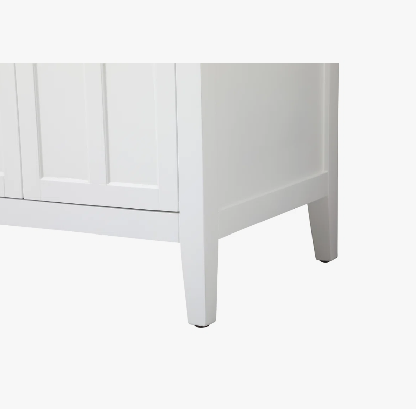 10 42 Inch White Shaker Single Sink Bathroom Vanity with Carrara Marble Top & 4 Drawers