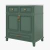 10 30" Farmhouse Sage Green Wood Vanity with Multi Storage for Small Guest Bathrooms