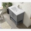 10 30 Inch Grey Freestanding Bathroom Vanity with White Ceramic Sink & Open Storage Shelf