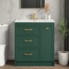 10 30" Dark Green Vanity with White Sink & Gold Hardware