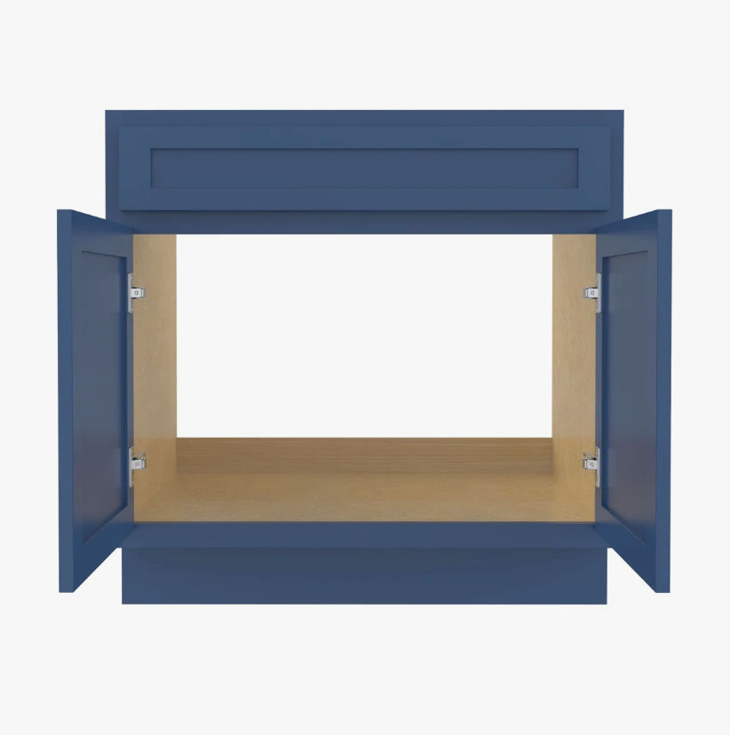36 Inch Deep Blue Shaker Bathroom Storage Cabinet for Custom Countertop