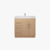 10 36 Inch Light Oak Single Sink Bathroom Vanity Integrated Solid Surface Top Soft Close Drawers & Doors
