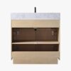 10 36 Inch Light Oak Single Sink Bathroom Vanity White Marble Countertop Soft Close Doors