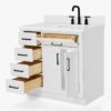 10 36 Inch White Shaker Single Sink Bathroom Vanity White Quartz Top Soft Close Drawers Matte Black Hardware