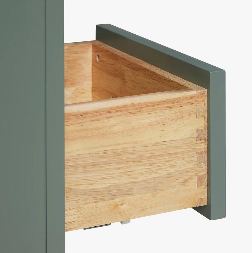 10 Modern Sage Green Shaker Vanity Cabinet with Dovetail Pine Drawers for Earthy Tone Bath Remodel