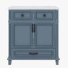 10 Freestanding Traditional Blue Wood Bathroom Vanity with White Integrated Sink Top