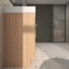 10 Wall Mount Light Wood Bathroom Vanity with Integrated White Solid Surface Sink Top