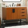 10 Modern Farmhouse Walnut Vanity Cabinet with Open Base Clearance for Industrial Bathroom Remodel