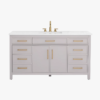 60" Off White Wood Double Sink Vanity for Luxury Master Bathroom Remodel